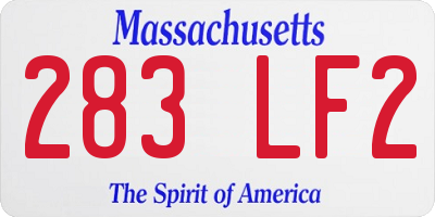 MA license plate 283LF2