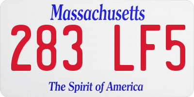MA license plate 283LF5