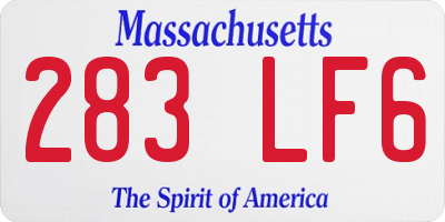 MA license plate 283LF6