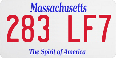 MA license plate 283LF7