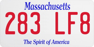 MA license plate 283LF8