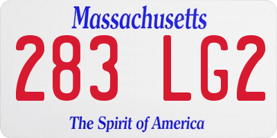MA license plate 283LG2