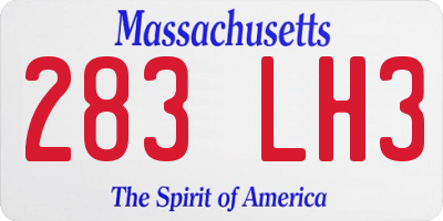 MA license plate 283LH3