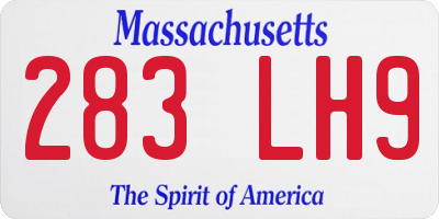 MA license plate 283LH9