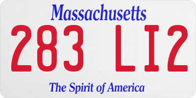 MA license plate 283LI2