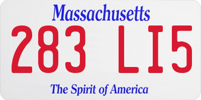 MA license plate 283LI5