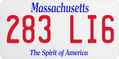 MA license plate 283LI6
