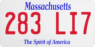 MA license plate 283LI7