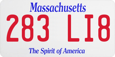 MA license plate 283LI8