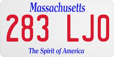 MA license plate 283LJ0