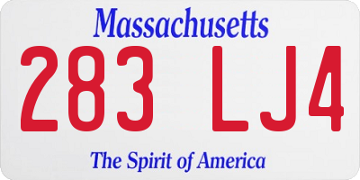 MA license plate 283LJ4