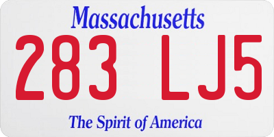 MA license plate 283LJ5