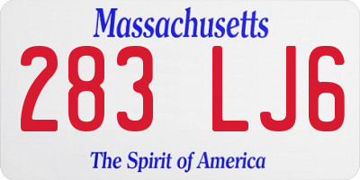 MA license plate 283LJ6