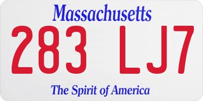MA license plate 283LJ7