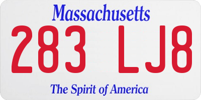 MA license plate 283LJ8