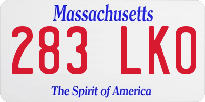 MA license plate 283LK0