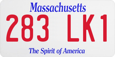 MA license plate 283LK1