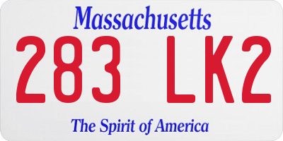 MA license plate 283LK2