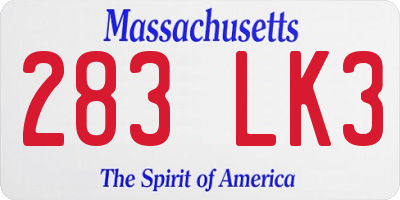 MA license plate 283LK3