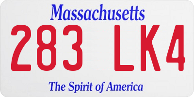MA license plate 283LK4