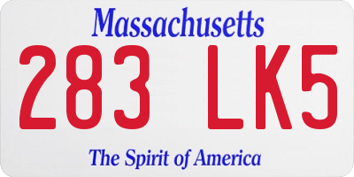 MA license plate 283LK5