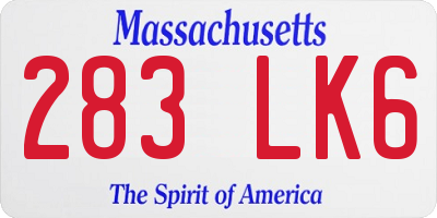 MA license plate 283LK6