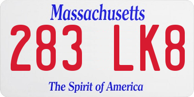MA license plate 283LK8