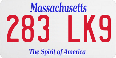 MA license plate 283LK9