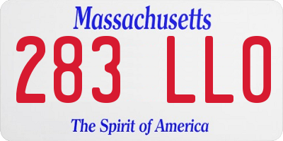 MA license plate 283LL0