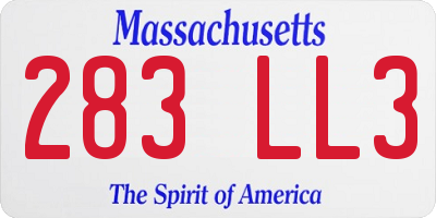 MA license plate 283LL3