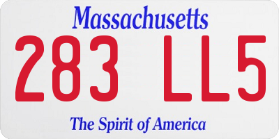 MA license plate 283LL5