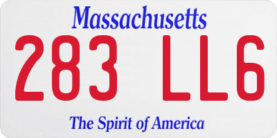MA license plate 283LL6