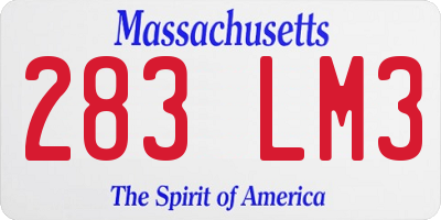 MA license plate 283LM3