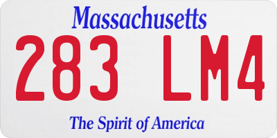 MA license plate 283LM4