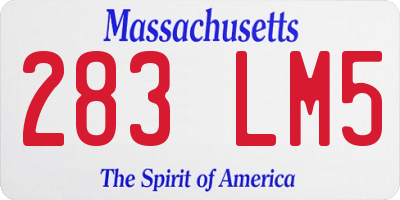 MA license plate 283LM5