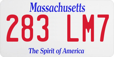 MA license plate 283LM7