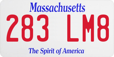 MA license plate 283LM8