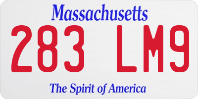 MA license plate 283LM9
