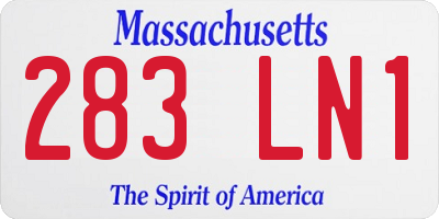MA license plate 283LN1