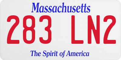 MA license plate 283LN2