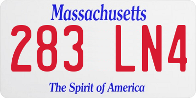 MA license plate 283LN4