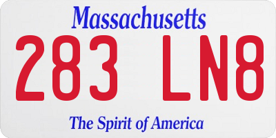 MA license plate 283LN8