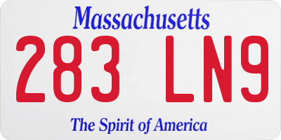 MA license plate 283LN9