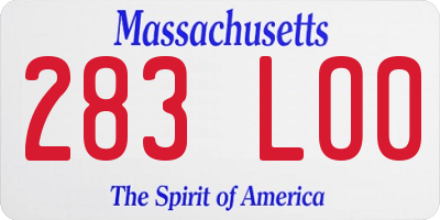 MA license plate 283LO0