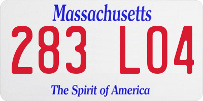 MA license plate 283LO4