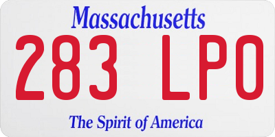 MA license plate 283LP0