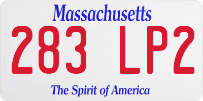 MA license plate 283LP2