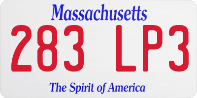 MA license plate 283LP3