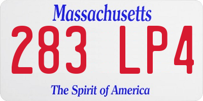 MA license plate 283LP4