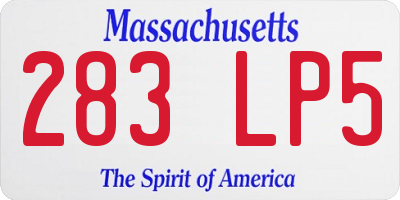 MA license plate 283LP5